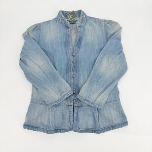 Lauren Jeans Co Ralph Lauren Denim Jacket Peplum Victorian Y2K Women Size 6 Blue